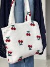 Χειροποίητη, υφασμάτινη τσάντα με κερασάκια