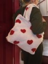Χειροποίητη, υφασμάτινη τσάντα με καρδούλες